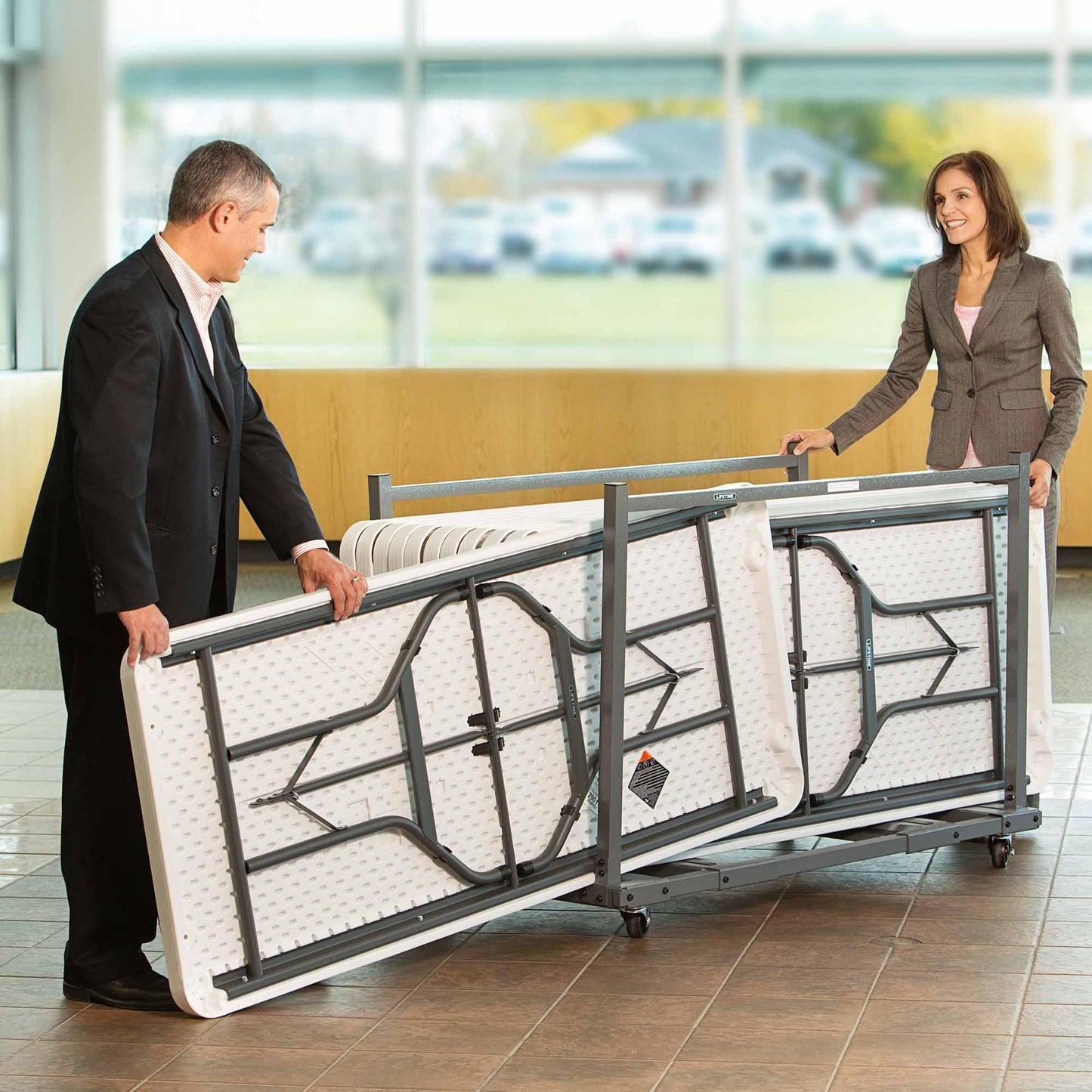 LIFETIME 80193 Sand Finish Table Cart with Heavy Duty Steel, Black