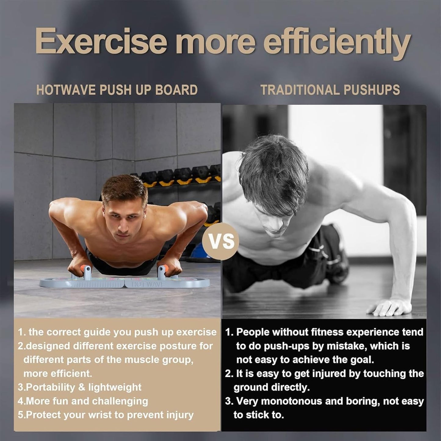 HOTWAVE Push Up Board, Push Up Board for Men, Foldable Pushup Board Home Gym Pushup Board with Handles Professional Strength Training Equipment for Men