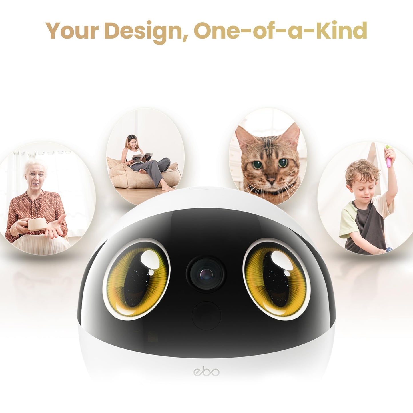 Enabot EBO Air 2S FamilyBot Home Robot Camera: 2.5K Indoor Pet Cam, Movable Robot Camera, 2-Way Video, Auto-Recharge, Long Battery Life, Custom Facial Image, Night Vision