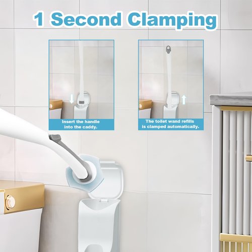 Disposable Toilet Brush with 40 Toilet Wand Refills, Wall Mounted Toilet Brush and Holder Set, Toilet Bowl Brush for Bathroom Toilet Sink Cleaning