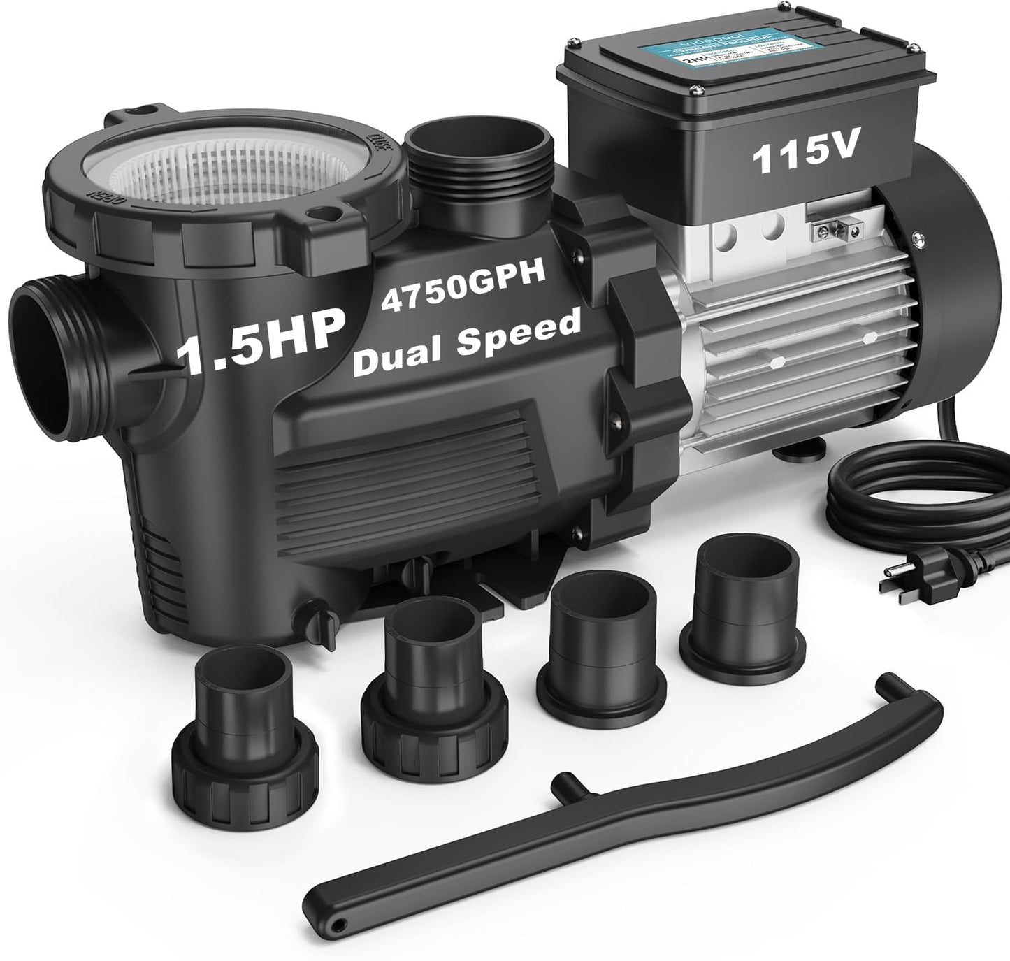 VIDAPOOL In/Above Ground Pool Pump Self Primming High Flow,Grey