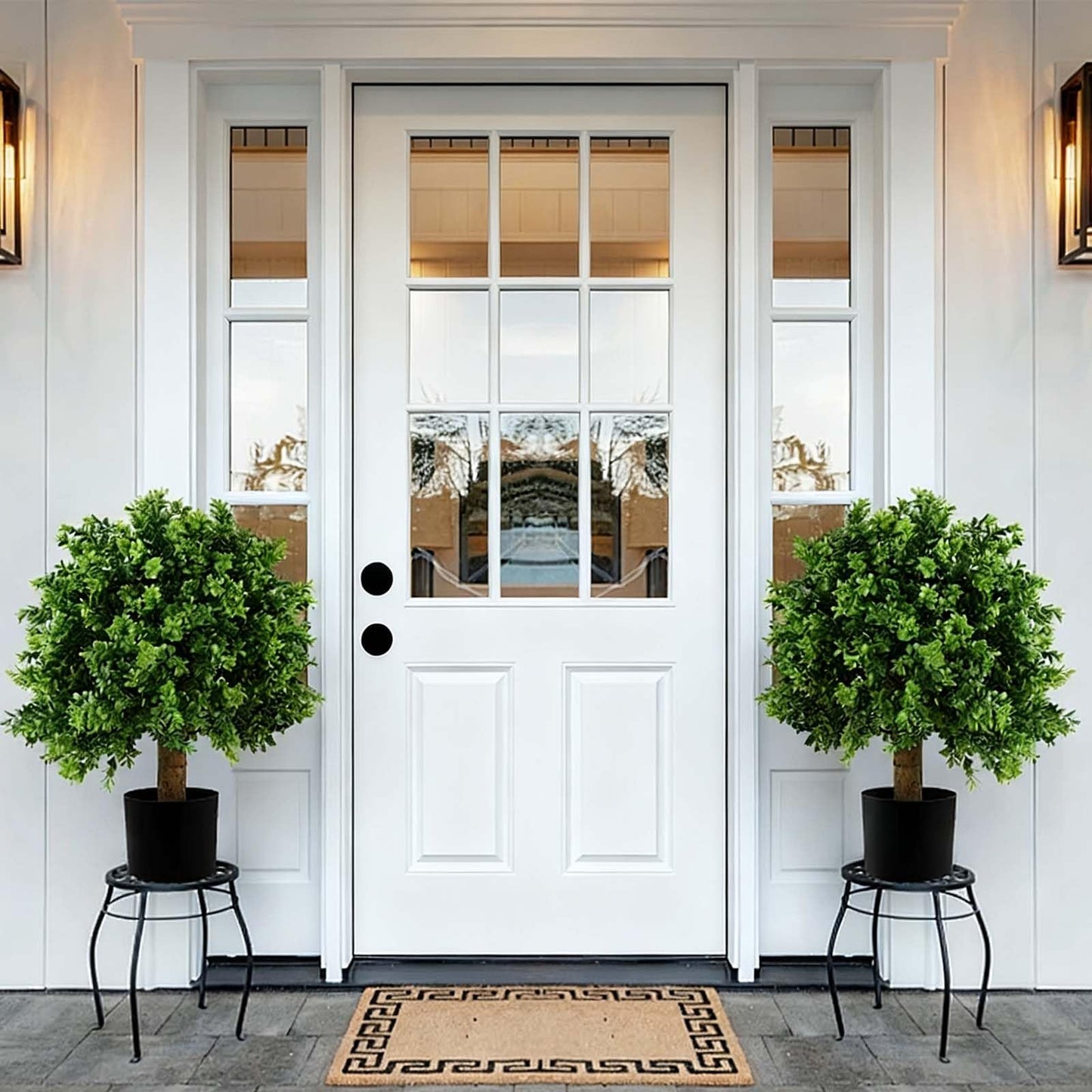 36 X 80 Exterior Door with Glass, Modern Front Door for House Exterior, Entry Doors for Home, Primed Fiberglass, Left Hand Inswing, Wood, French (White, Right Hand Inswing)