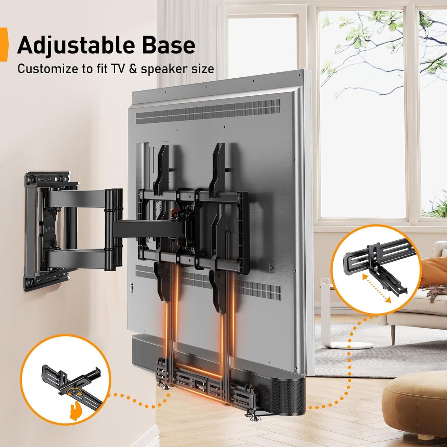 Perlegear Soundbar Mount - Versatile Under TV Sound Bar Holder | Supports Up to 15 lbs, Extends 3.5” to 6”