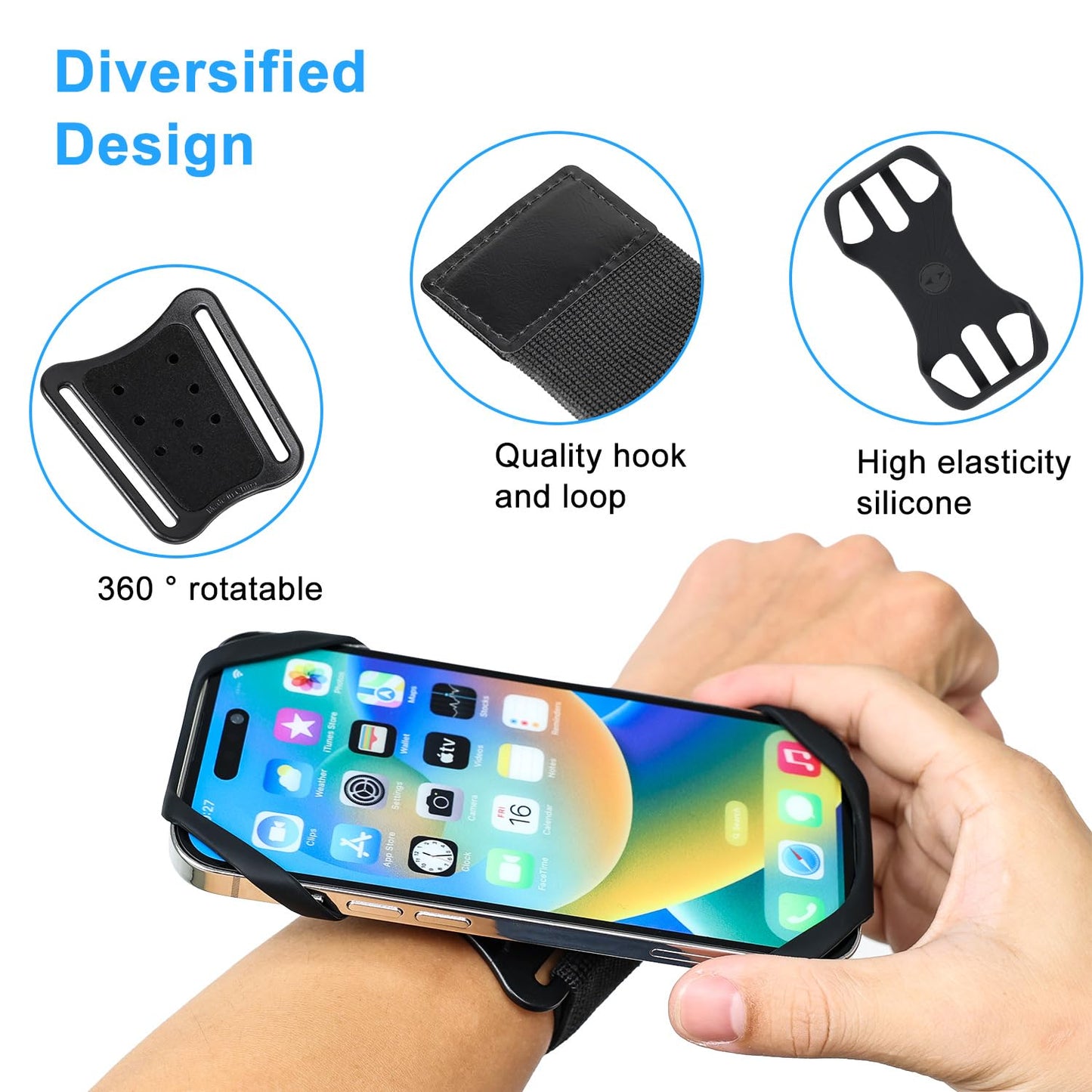 Sweat-Proof Phone Holder Armband 360° Rotation - Universal Running Arm Band iPhone 17 16 15 14 13 12 11 Pro Max Samsung Galaxy S21 S20 - Water Resistant Sports Holder Fits Smartphones 4-7 Inch Gym