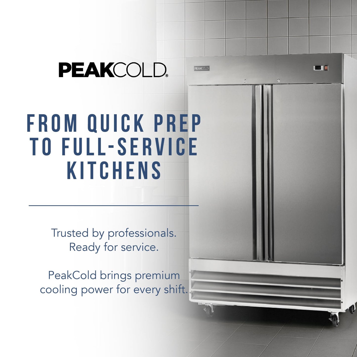 PEAKCOLD Double Door Commercial Refrigerator, 47 Cu. Ft., 54" W Stainless Steel Reach-In Upright Refrigerator, Adjustable Shelves, Auto Defrost, Digital Thermostat, Freestanding Industrial Fridge