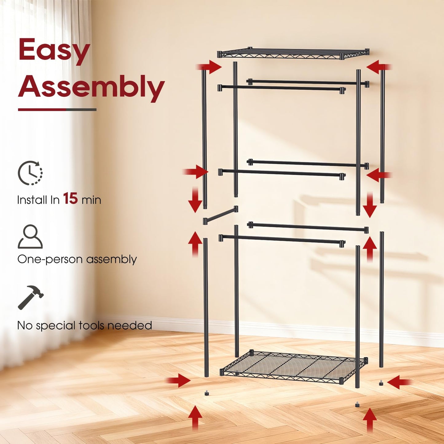 BestOffice 5-Tier Tote Storage Rack 27 Gallon Bins Wire Storage Shelving Unit 250 LBS Metal Rack Organizer for 18"-20.6" Width Bins for Garage Pantry Kitchen Basement, 30.9"x23"x67.3", Black, 2 Pack