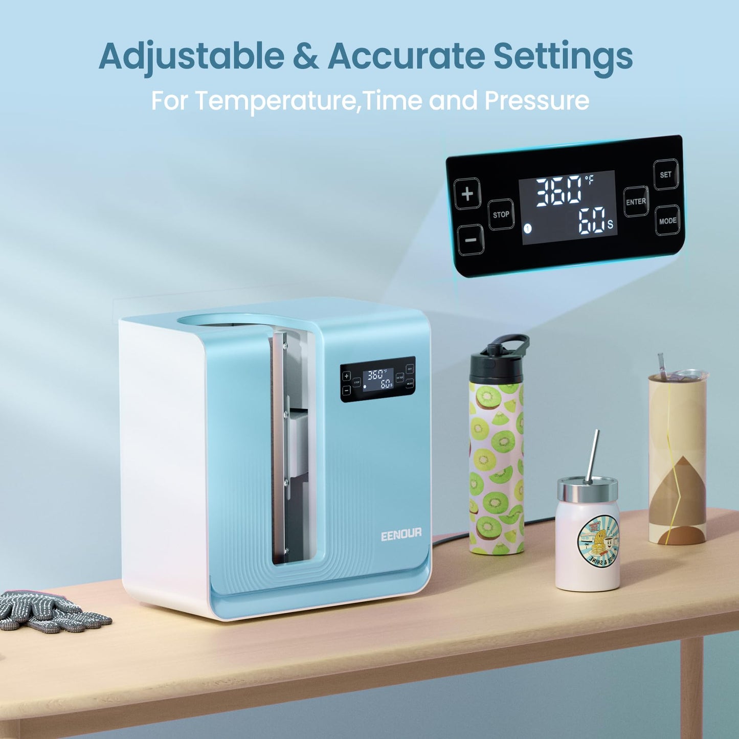 EENOUR Auto Tumbler Heat Press Machine, Automatic Rotating Tumbler Press, Pressure Setting Mug Press for Seamless Print, Even Heating Cup Press, for 11-32oz Sublimation Tumblers, Mugs, Glasses