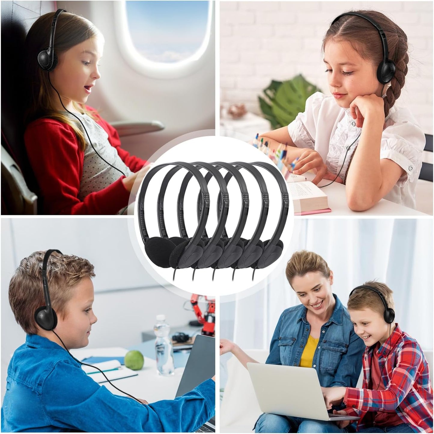 12 Pack Set 3.5mm 12 Pack) Classroom Headphones Bulk Class for School Students Kids and Adult -Sturdy Wired Plug