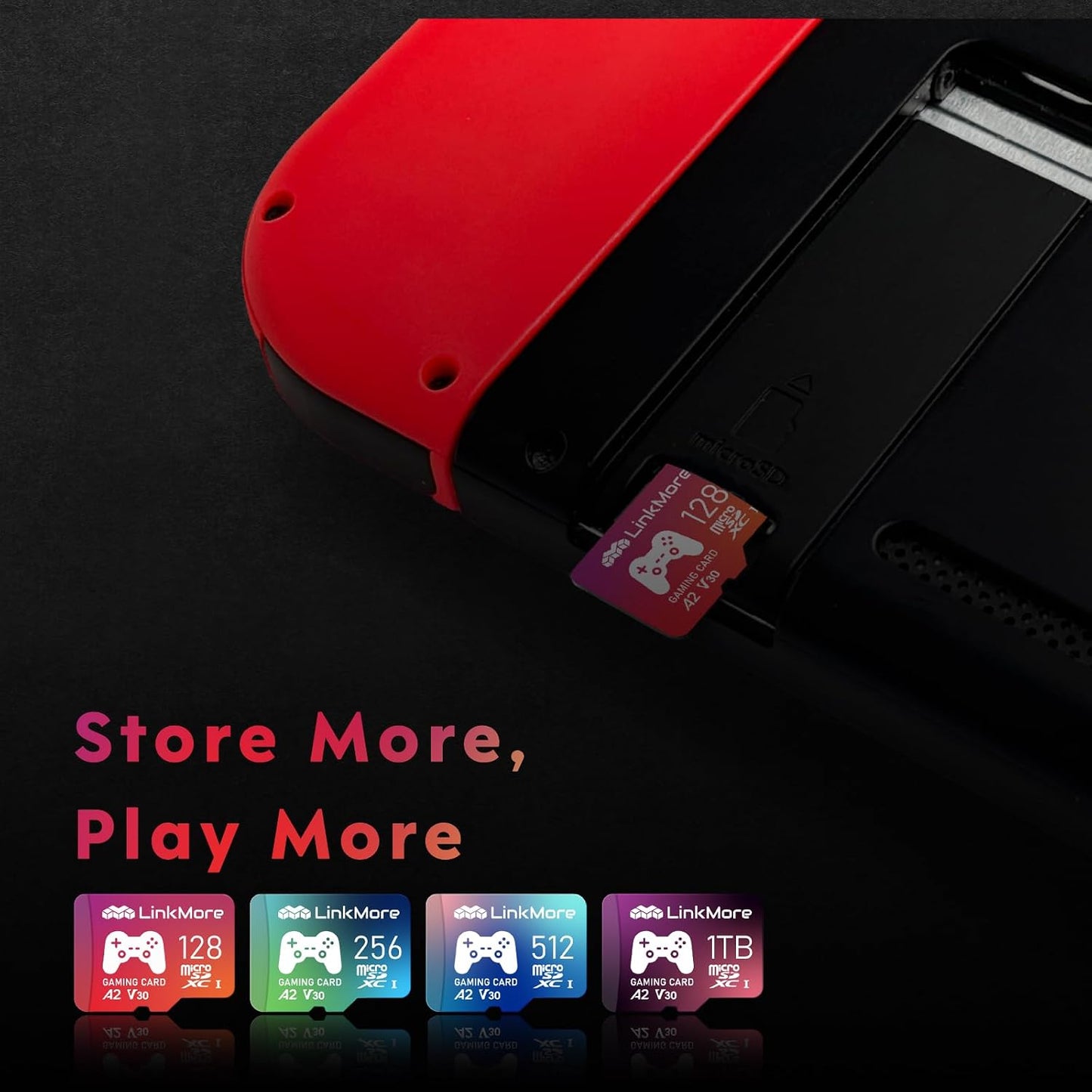LinkMore 128GB A2, U3, V30, 10, 160 100 (XV23 Gaming Micro SDXC Card, UHS-I, Class Read Speed Up to MB/s, Write Speed