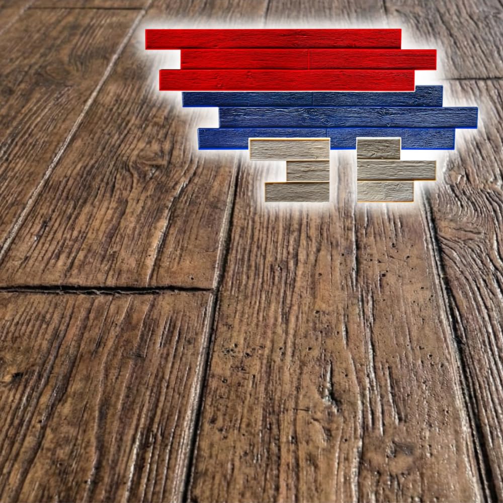 6" Wood Concrete Stamp Mats Set of 4 – Made in USA – Decorative Concrete Stamps with Wood Grain Texture – Create Realistic Patterns for Driveways and Patios – Durable Polyurethane 5500/S-4
