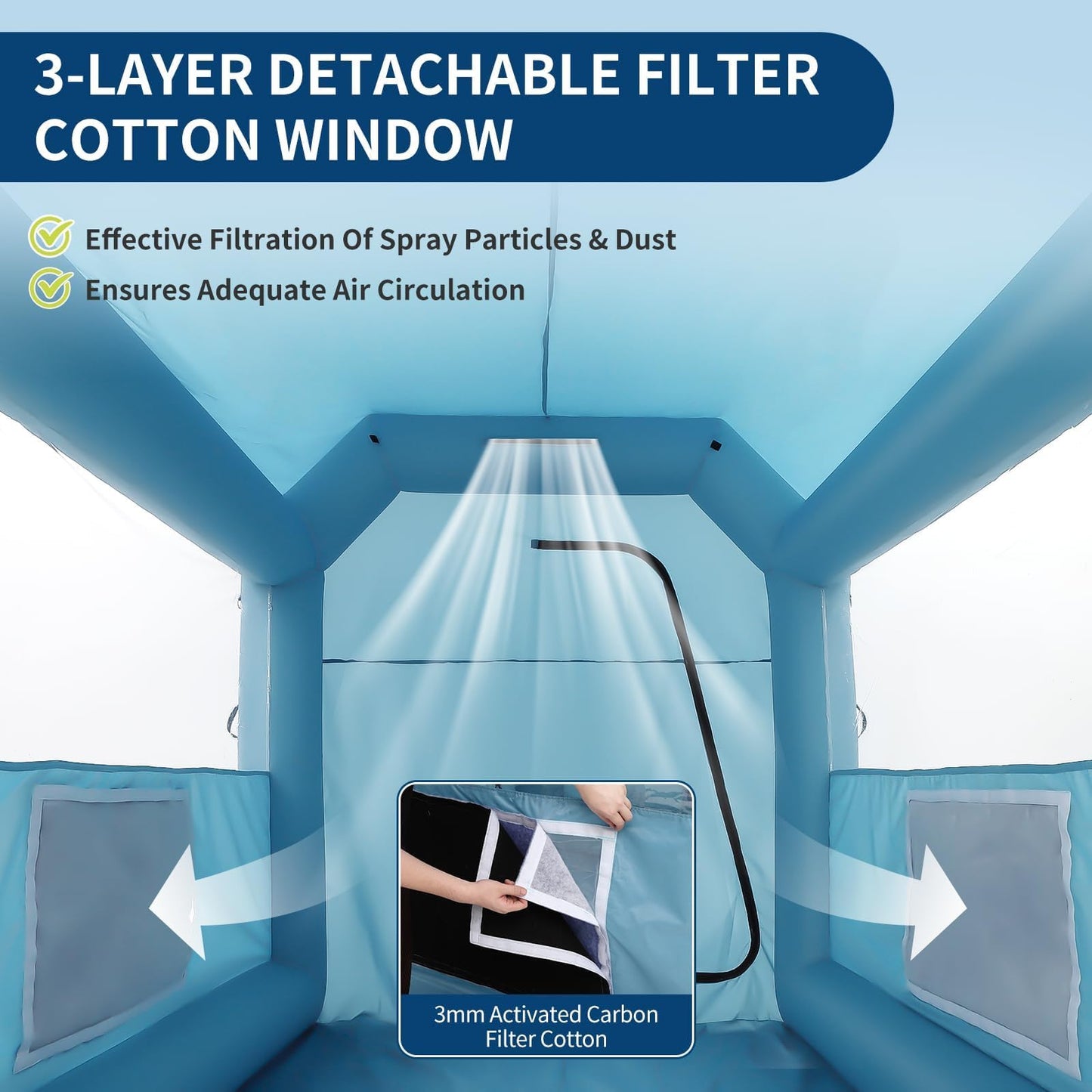 20x14x10 FT Inflatable Paint Booth, Portable Spray Booth Tent with 1100W Blower, 3-Layer Filtration System, Foldable DIY Workstation for Car, Motorcycle, Furniture & Parts Painting, Blue