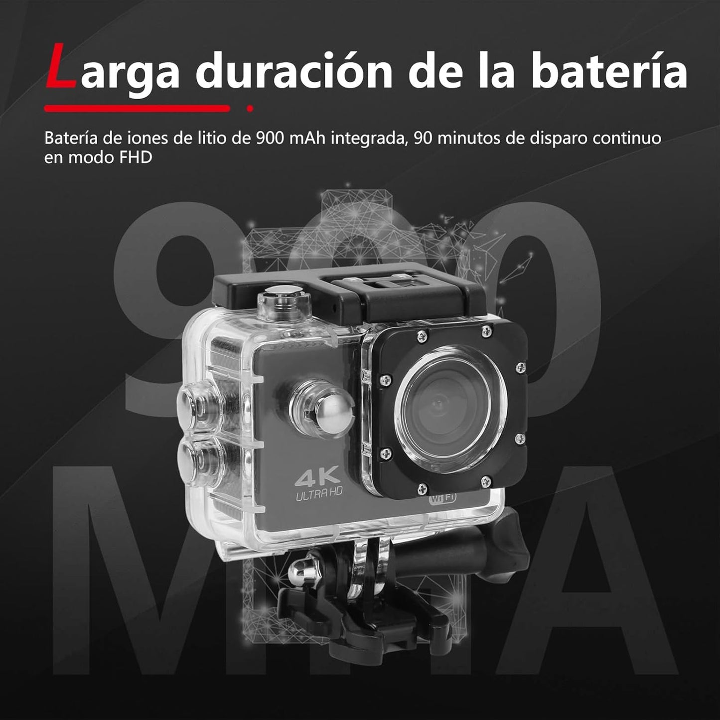 Sanpyl 4K 30FPS 16MP 30M 2.0 Inch 170 Swimming Action Camera, Ultra HD Underwater Sports Camera with Screen, Degree