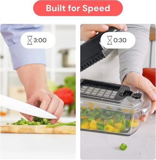 Fullstar Vegetable Chopper - 4-in-1 Pro Chopper & Spiralizer with Container | Clear Kitchen Essential