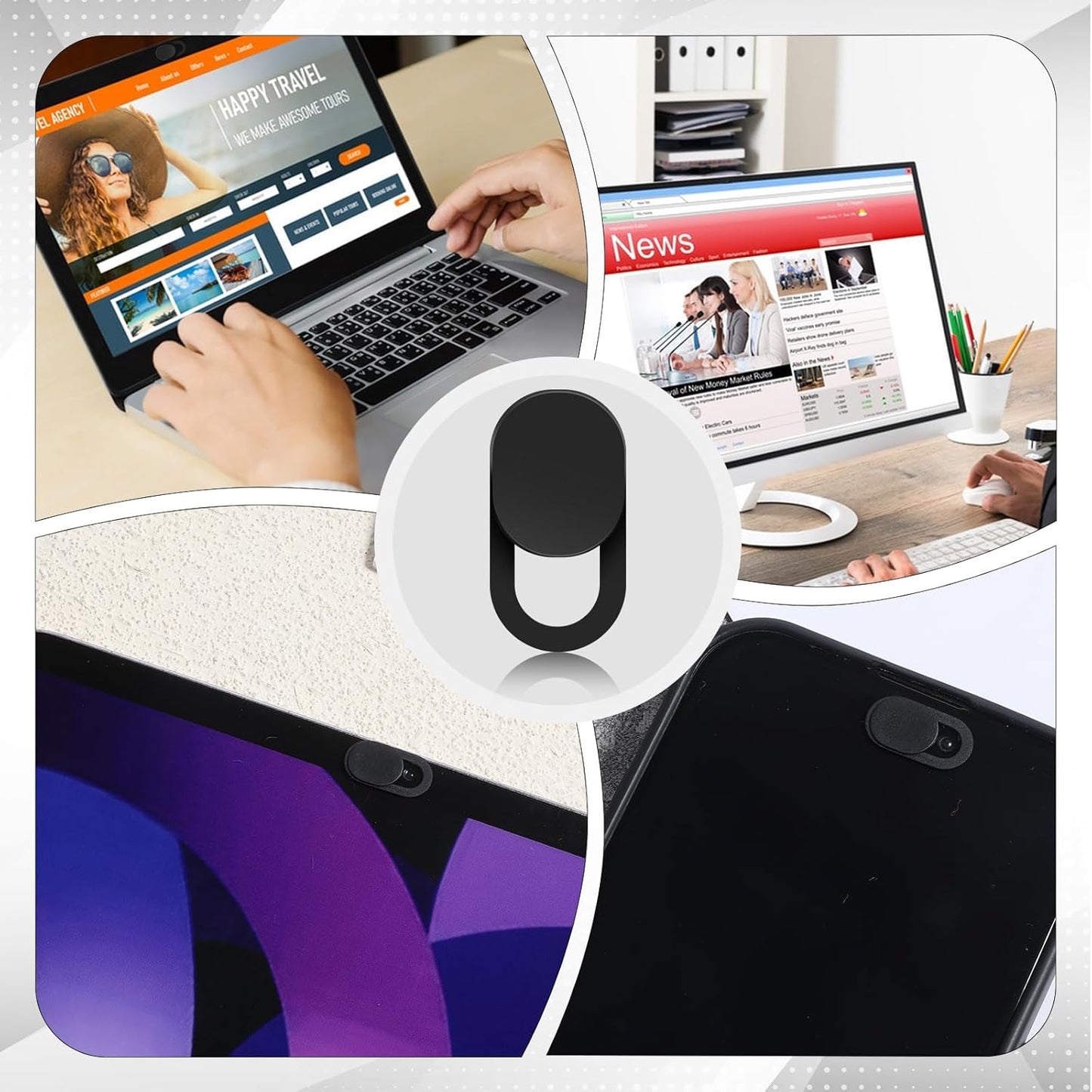 LXUEJIE 50Pcs Webcam Cover Slide, Phone Camera Cover, Cameras Blocking Stickers Front Cameras Covers for Phone, Camera