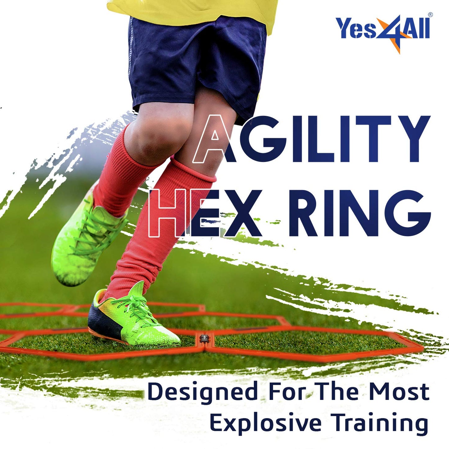 Yes4All Hexagonal Agility Speed Rings with Carrying Bag – Agility Hurdles for Agility Footwork Training (Set of 6 Rings)