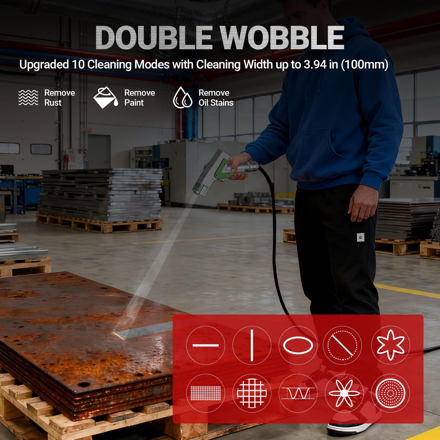 US Stock 2000W Laser Welding Machine 4 IN1 Double Wobble Laser Welder & Double Wire Feeder Handheld Laser Cleaner, Cutter, Weld Seam Cleaning for Aluminum, Stainless Steel, Carbon Steel, etc.