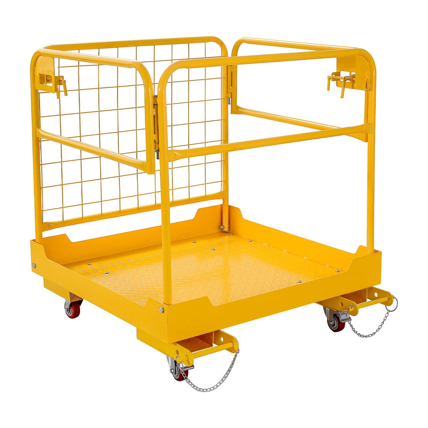 Migoda Forklift Safety Cage 36 x 36 inches, 1200 lbs Capacity Man Basket, Folding Work Platform with 4 Wheels, Collapsible Cage Lift Basket for Aerial Jobs