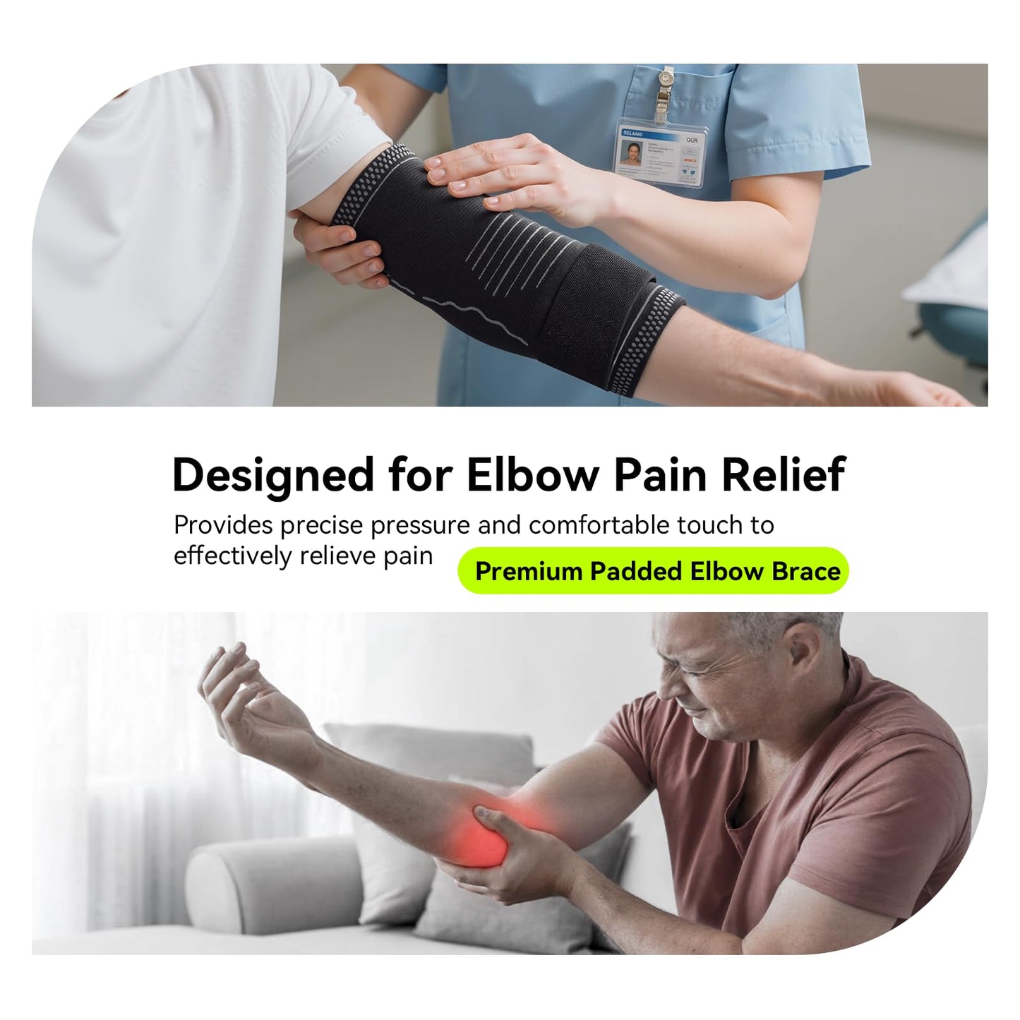 Elbow Compression Sleeve for Tendonitis , Bursitis Elbow Pad Brace – Elbow Brace with Side Springs & Foam Padding for Olecranon Joint Pain, Arthritis, Bursa Protection, Men & Women (Black, Large)