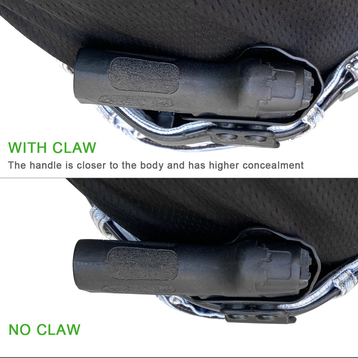 POLE.CRAFT Holster Claw Kit for IWB Kydex & Tuckable Holsters - Inside Waistband Wing Modwing - Adjustable Depth & Angle - Black, Right Hand