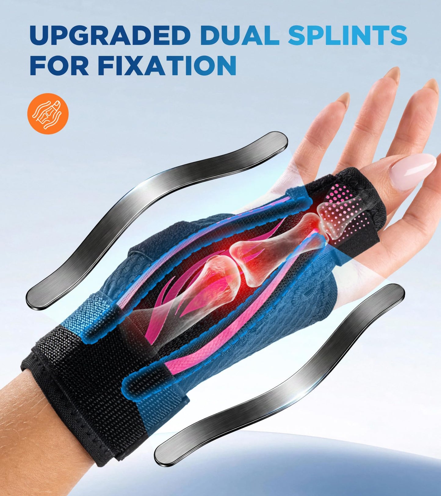FITSOON Thumb Support Brace | Upgraded Thumb Spica Splint Stabilizer Pain Relief Night Support for De Quervain’ s Tenosynovitis Trigger Finger Arthritis Sprains | Breathable Fabric (Pink/Black, S/M _ Fit both hands)