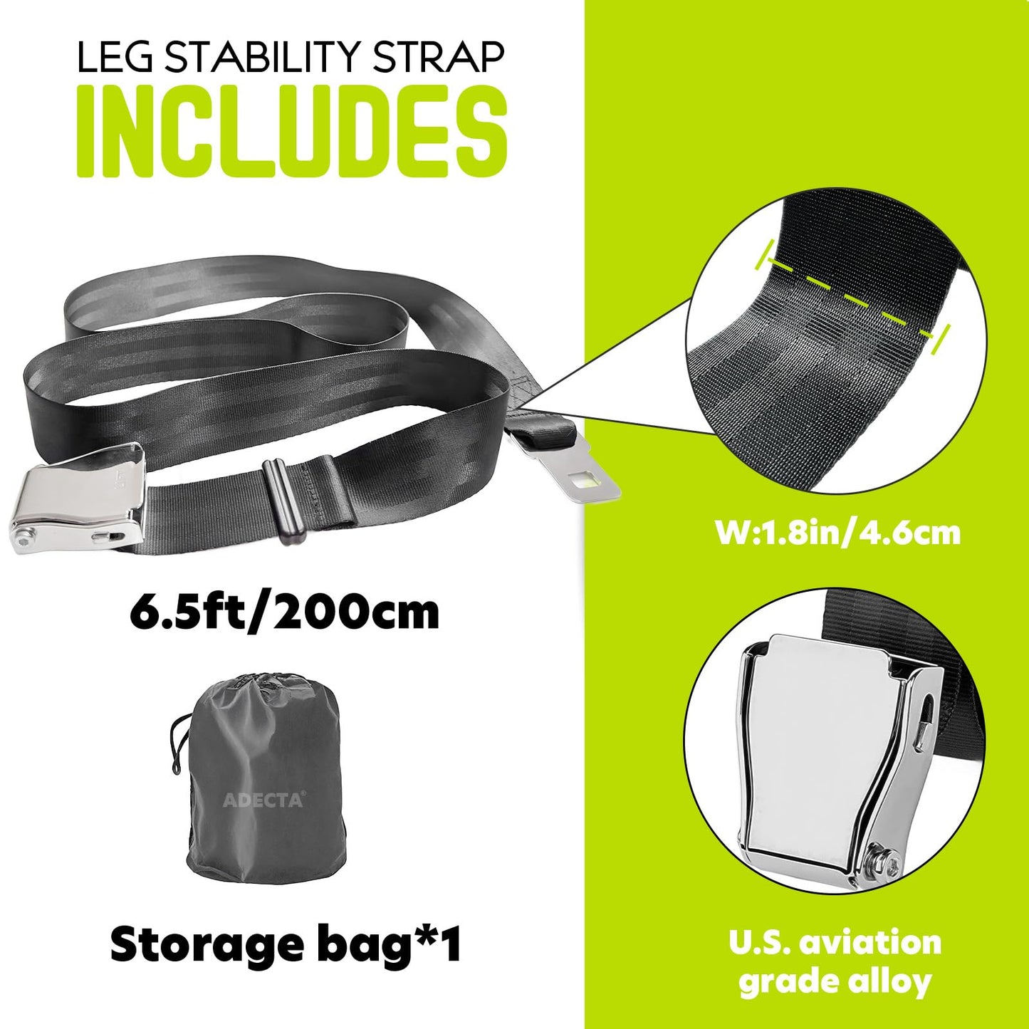 ADECTA Nordic Hamstring Curl Strap, 6.5FT Gym Seatbelt and Exercise Straps for Hamstring Stretch Strap & Mobilization Belt,Home Gym Women Men, Lifting Seatbelt Gym, Black (Silver gray)