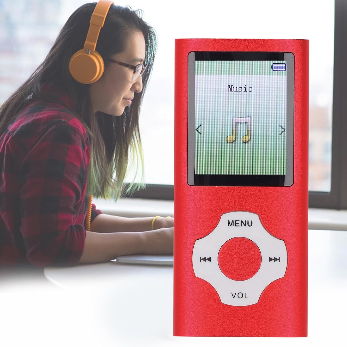 Jectse MP3 MP3 MP4 64GB Bluetooth Player, Ultra Slim Player Portable Music Player with Small Memory Card, Noise