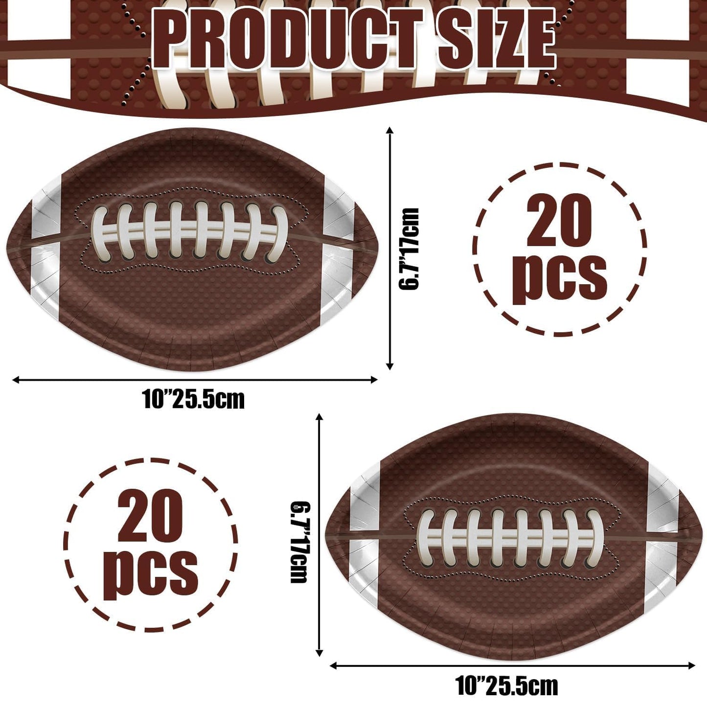 PIXHOTUL 40 Pcs Football Shaped Plates, Football Party Decorations Football Party Plates Football Disposable Paper Plates for Kids Men Football Birthday Party Tailgate Party Football Game Day (40)