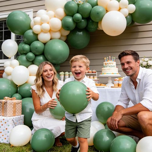 Dark Sage Green Balloons - 110 Pcs 12-Inch Latex Party Balloons with Ribbons for Themed Events