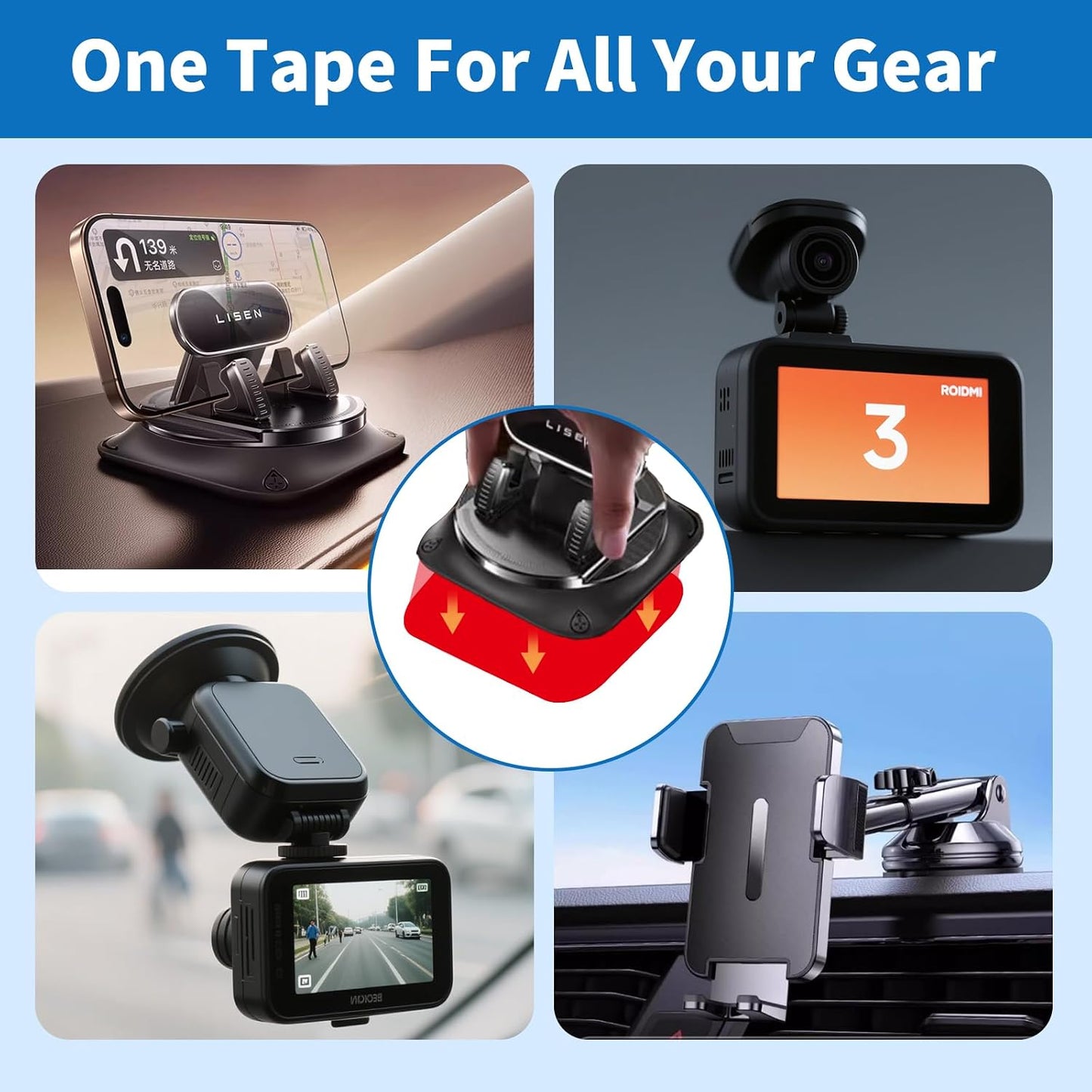 Suplogico 10 60% Pcs Double Sided Tape for Dash Cam - Ultra Heat Resistant Adhesive Pads for Windshield, Dashboard