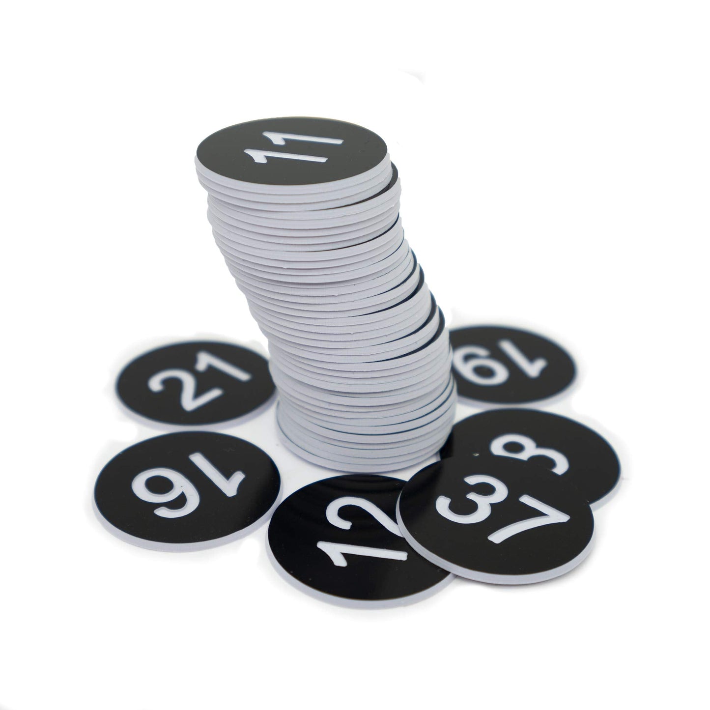 StayMax Plastic Number Tags Engraved Numbered Tags Without Hole (1-50, Black)