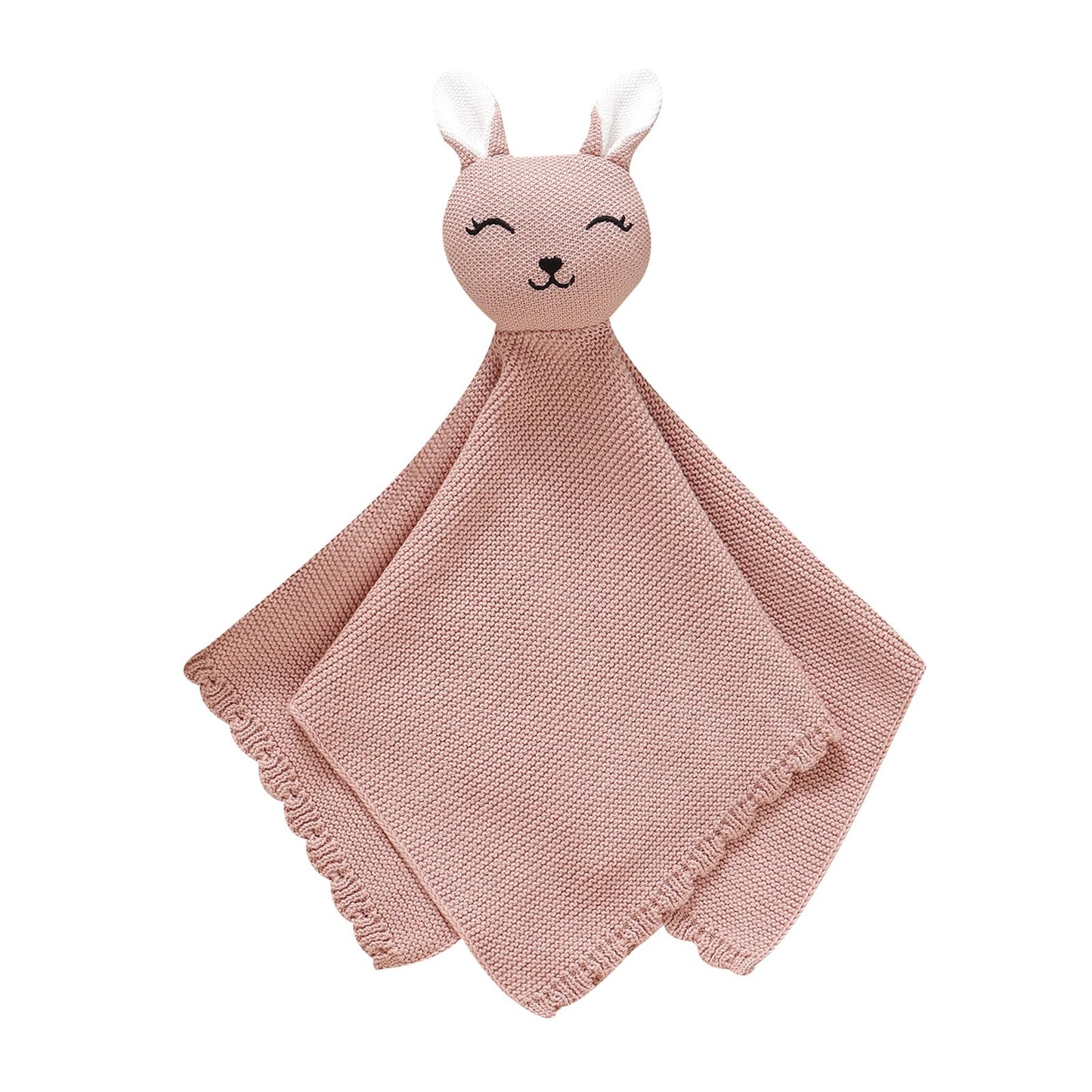 LAWKUL Bunny Lovey Baby Blanket Soft Cuddly Security Blanket Knit Snuggle Comfort for Newborns Toddler Boy Girl Pink 16x16in