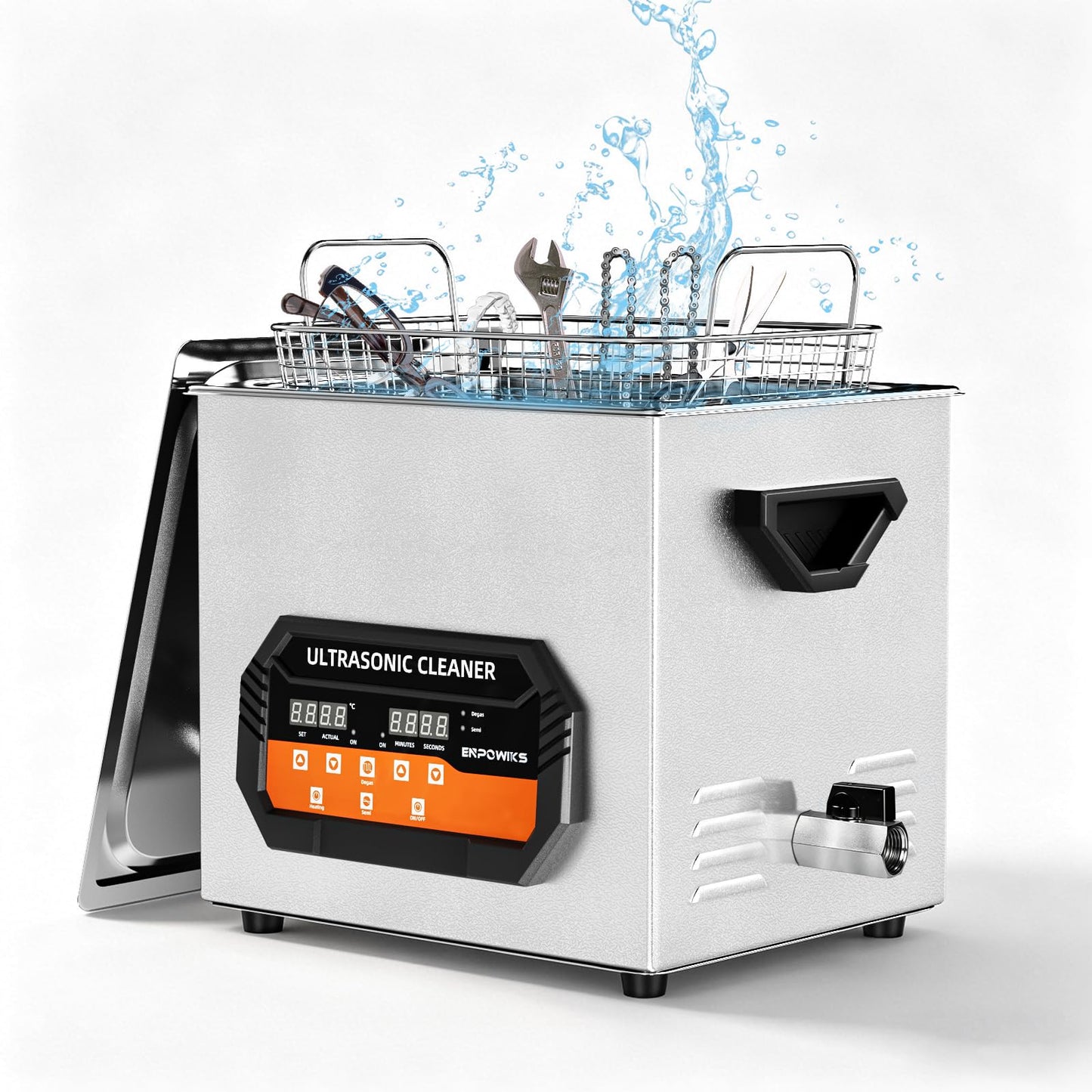Enpowiks Ultrasonic Cleaner 10L 240W Digital Ultrasonic Cleaning Machine with Upgraded Degassing & Gentle Mode, 40kHz, with Heater & Timer for Tools, Jewelry, Watches, Glasses, Dentures, Small Parts