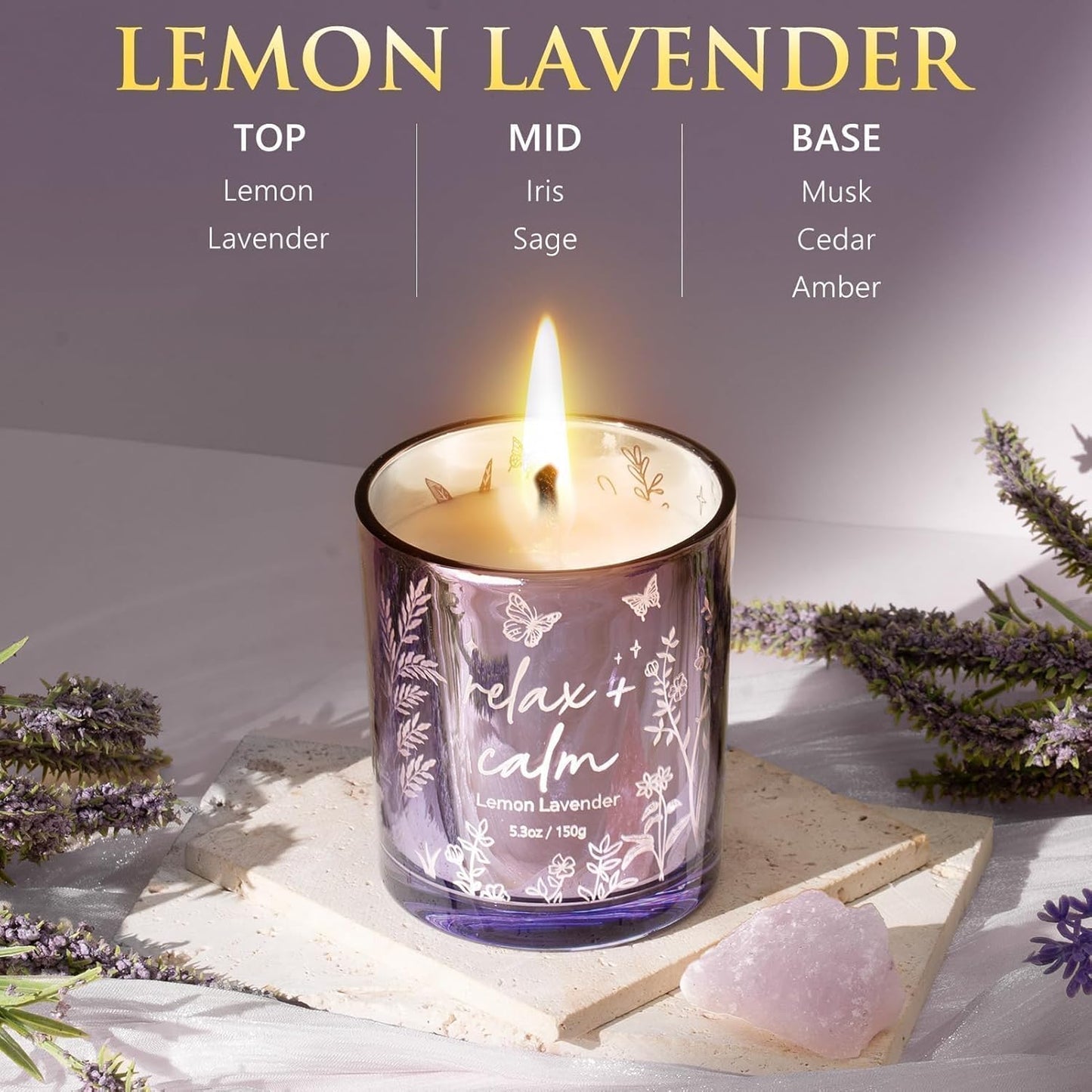Skiennix Scented Candle Set - 3 Pack Soy Candles for Home | Perfect Gifts for Women - Vanilla Coconut, Sandalwood Rose, Lemon Lavender