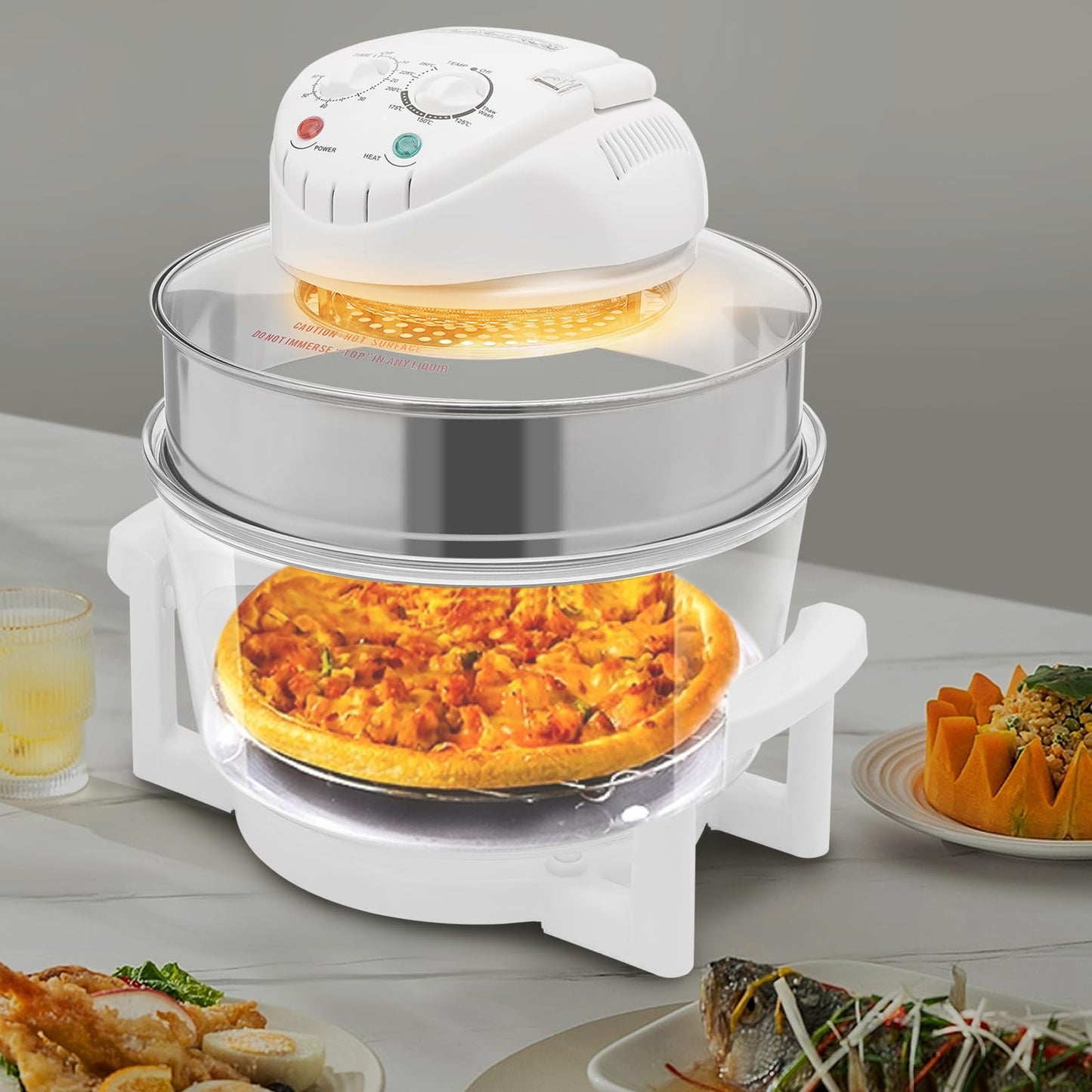 Ageanbri 17L Glass Air Fryer, 360-Degree and 110V Viewable Convection Oven with Adjustable Expansion Ring for Home Use, Oil-Free Cooking，French Fries,Fish,Cake