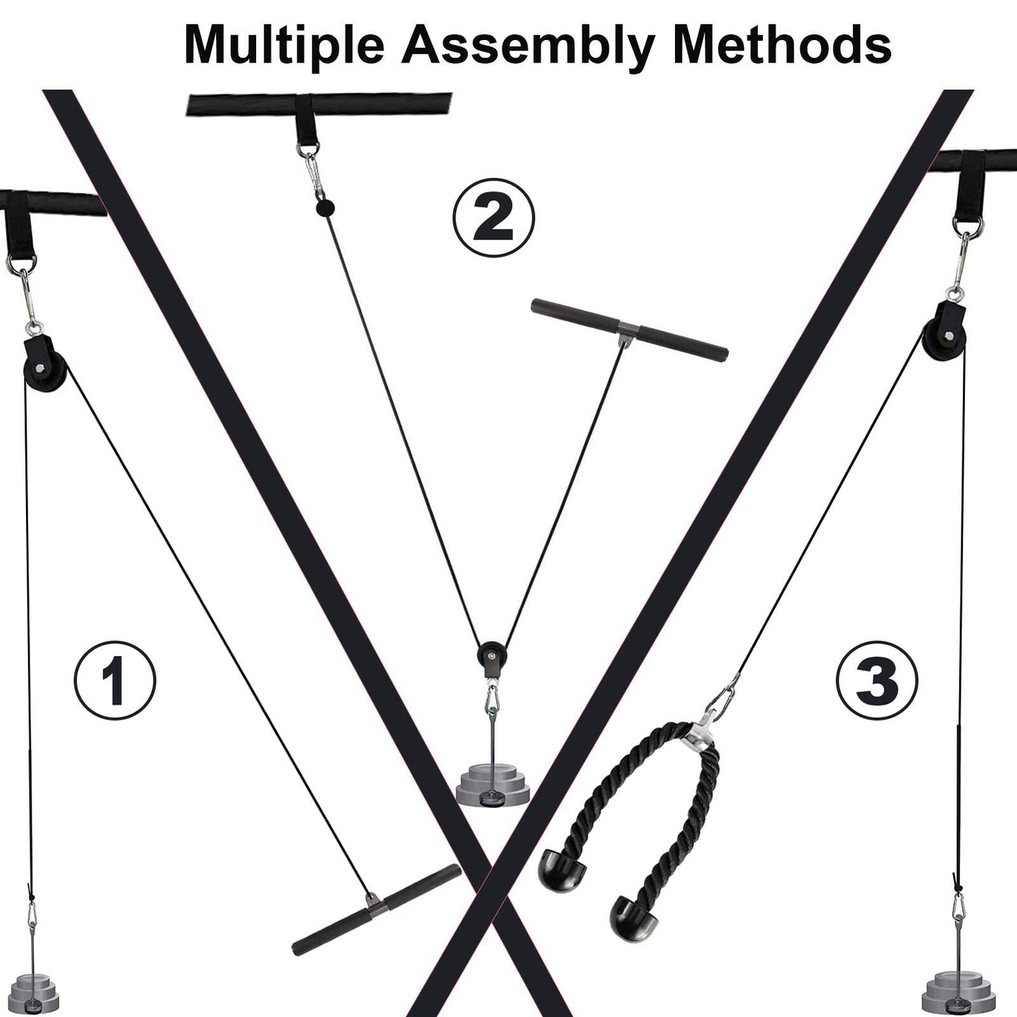 Taeku LAT Pulley System for Home Gym – Strength Training Fitness Equipment Cable Machine for Triceps, Biceps, Back & Shoulder Workouts (100'' Nylon)