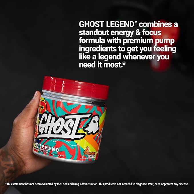 GHOST Legend Pre-Workout Powder, Orange Cream - 30 Servings ??Pre-Workout for Men & Women with Choline, L-Citrulline, & Beta Alanine for Energy & Focus