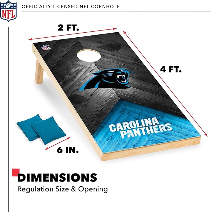 NFL Football 2' x 4' Regulation Size Solid Wood Cornhole Set with Direct Print HD Team Graphics Great Gift for Any Football Fan! Bean Bag Toss Family Outdoor Game