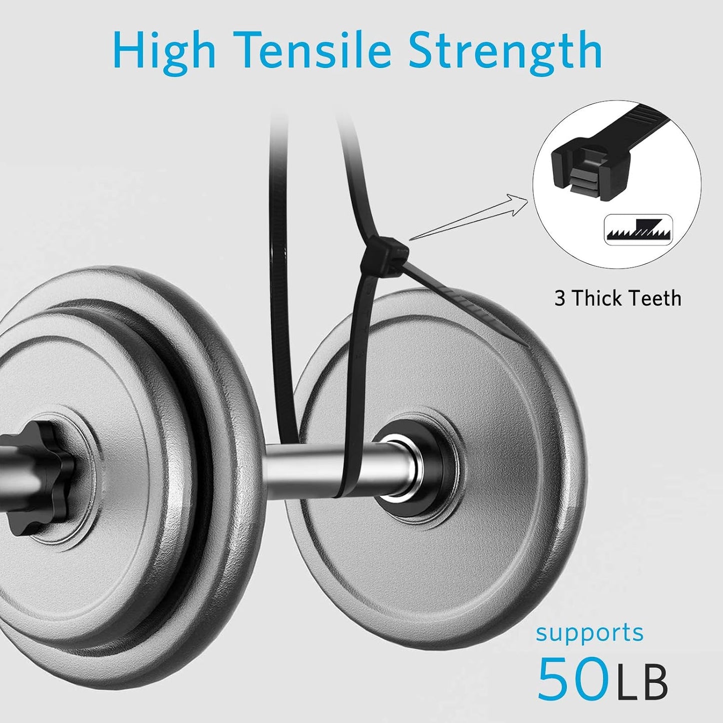 12 inch (1200 Pack), 50lbs Zip Ties Black, Tensile Strength, UV Resistant Cable Ties for indoor and outdoor by Karoka