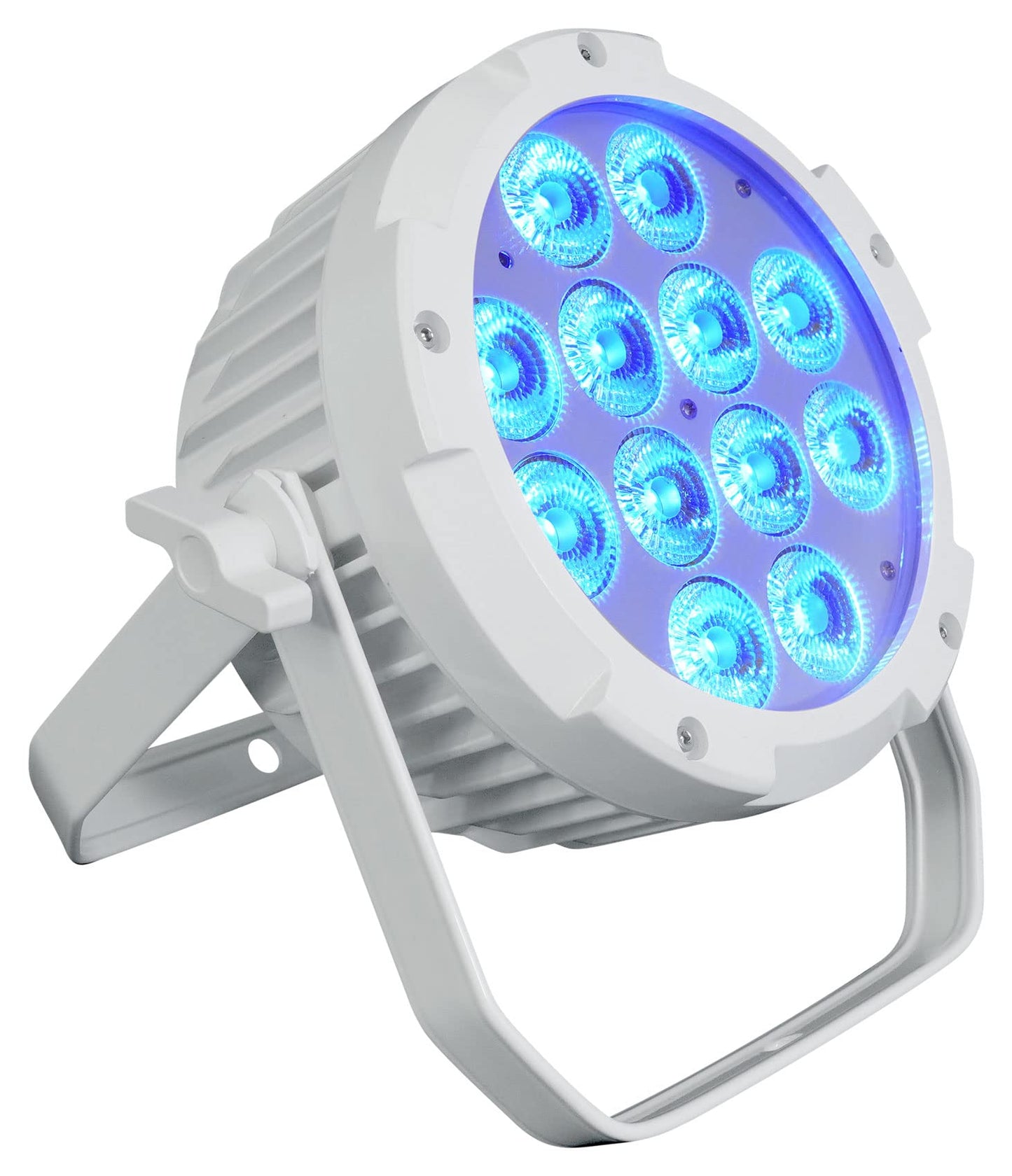 Rockville WET PAR PRO WHITE 12 LED RGBWA+UV Par Wall Wash Up Light, Waterproof IP54, DMX Control, Adjustable Beam, for Restaurants, Stages, Clubs