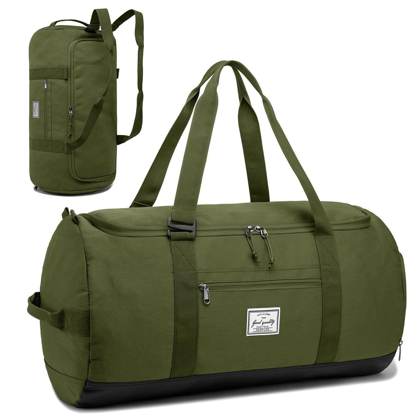 Lyweem Travel Duffel Bag for Men Duffle Bag Large Size for Women Weekender Overnight with Shoes Compartment Multifunctional Gym Bags 60L, Green