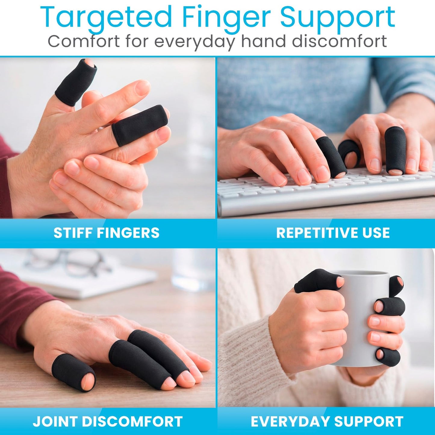 Arctic Flex Finger Ice Pack Sleeve - (5 Pk) Compression Sleeves for Arthritis, Trigger Finger & Pain Relief - Hot and Cold Gel Therapy Treatment for Joints & Thumb - Support Wrap for Swelling