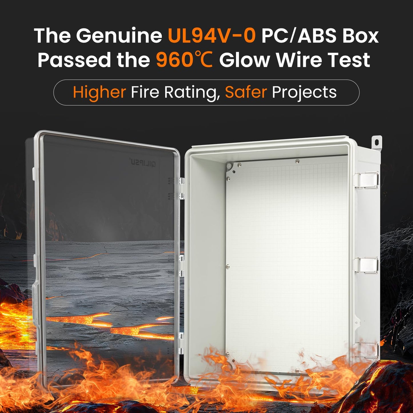 QILIPSU UL94-V0 Outdoor Electrical Box 20.3"x16.4"x7.9" Waterproof Junction Box Weatherproof PC/ABS Alloy Plastic IP66 Project Electric Enclosure Clear Hinged Door