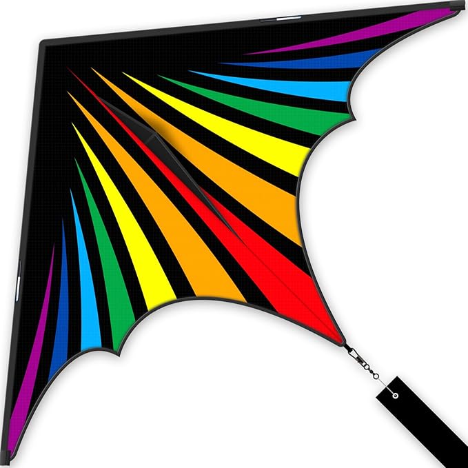 Delta Rainbow Kite - Colorful & Easy to Fly-Outdoor Kite for Kids & Adults - Ideal for Family Fun for Beach Trip ＆ Park Activities(Flaming Delta Kite)