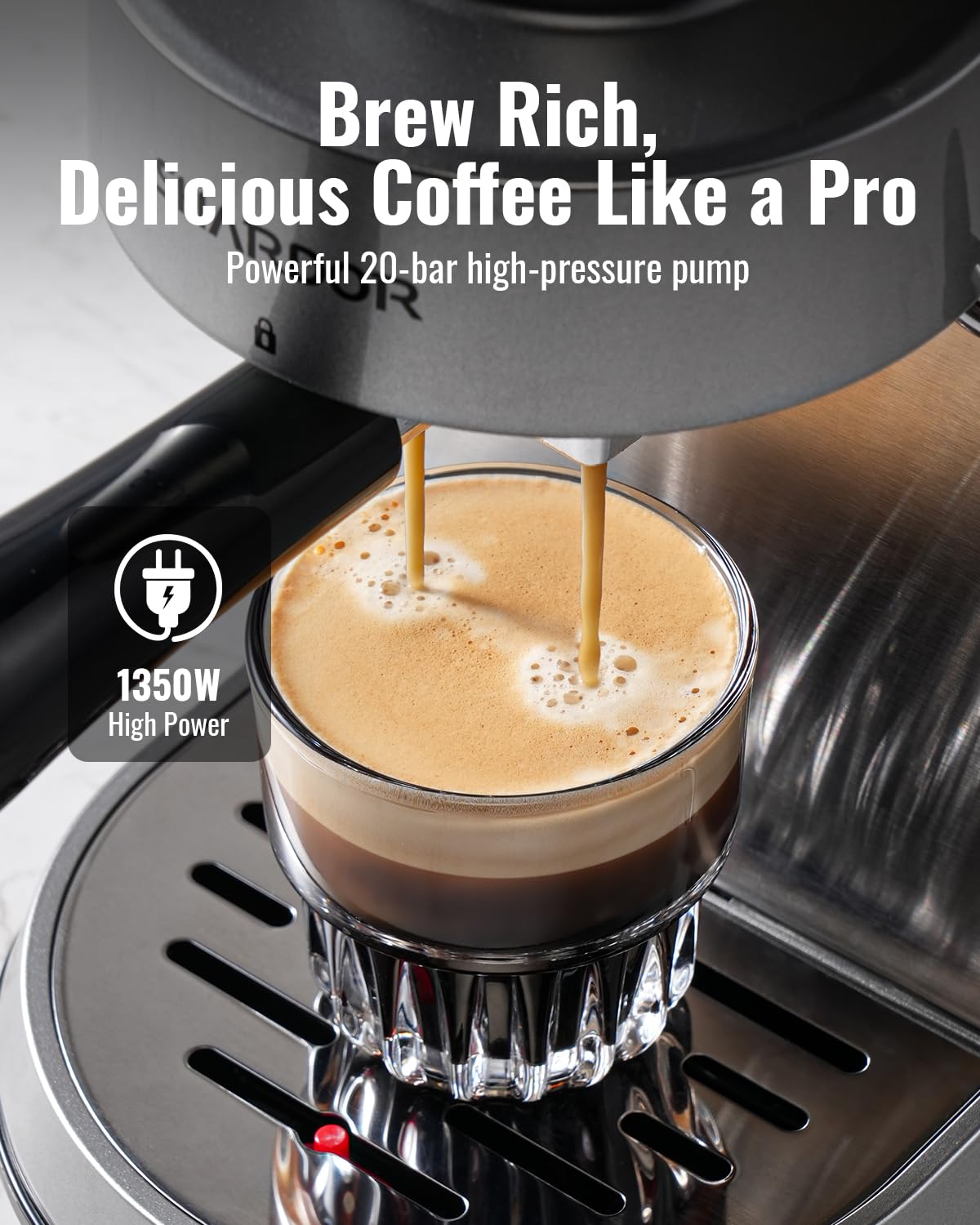 SHARDOR 64mm Burr Coffee Grinder with Espresso Machine 20 Bar
