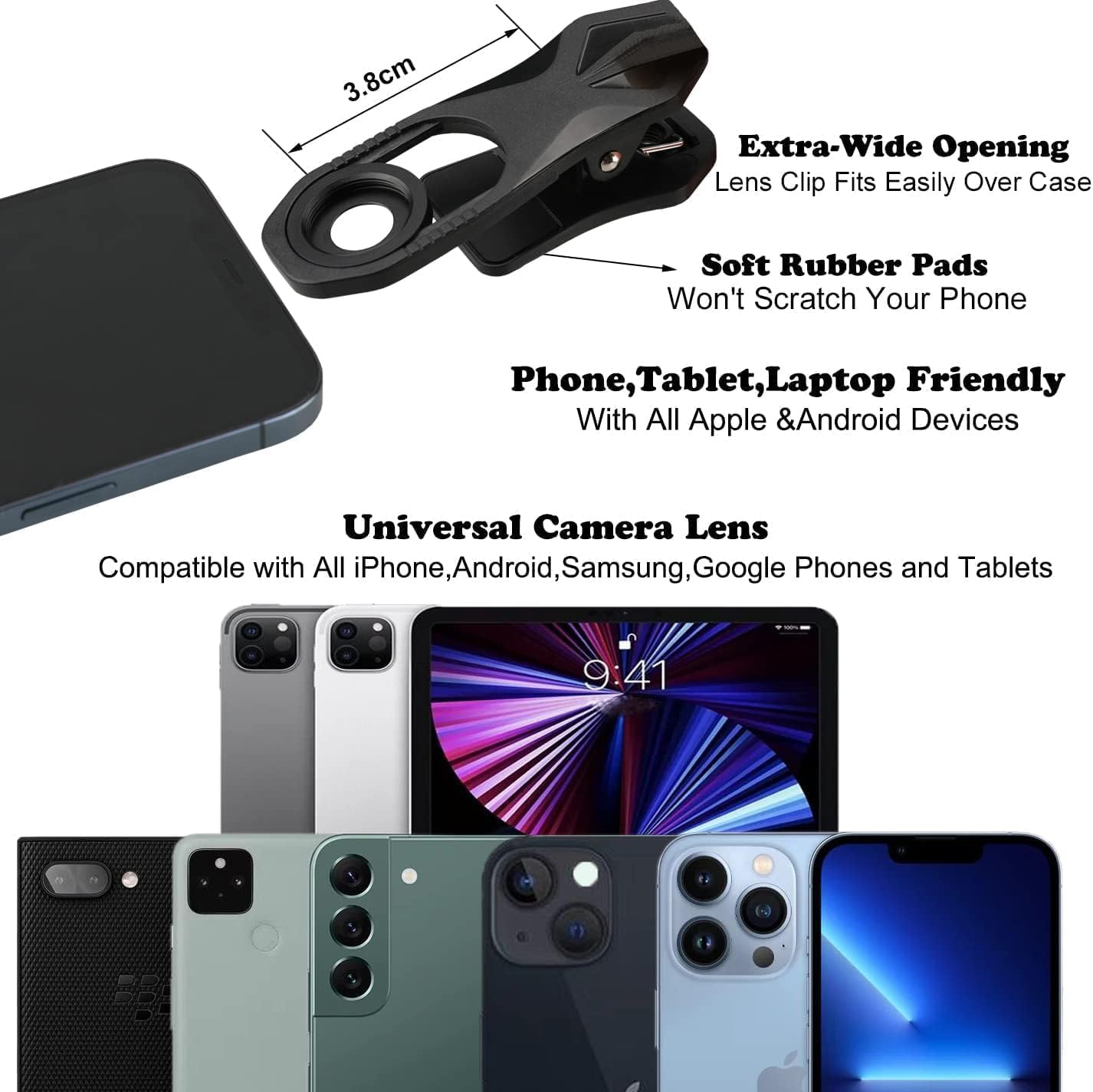 ALILUSSO 180 fisheye Lens for iPhone Samsung Google Android Smartphone,with Clip,Cell Phone Lens,anamorphic Lens,Funny