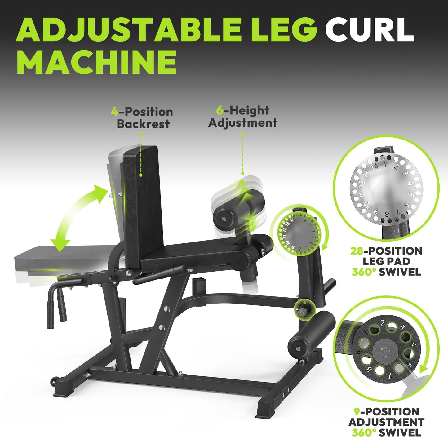 HANDBODE Leg Extension and Curl Machine, 800 lb Adjustable Leg Exercise Machine, Seated Leg Press Extension and Lying Hamstring Curl Machine for Home Gym, Leg Workout Equipment Fits 1'' and 2'' Plates