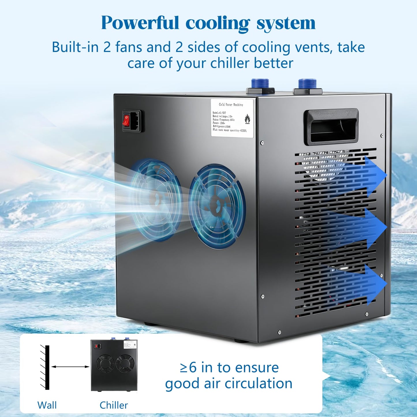 Togsher 1/3 HP Aquarium Chiller for 79 Gallon Tank, Ultra-Quiet Water Cooling System with Energy-Saving Mode, Reliable Temperature Control for Saltwater Freshwater Fish Tank, Reef Coral Axolotl