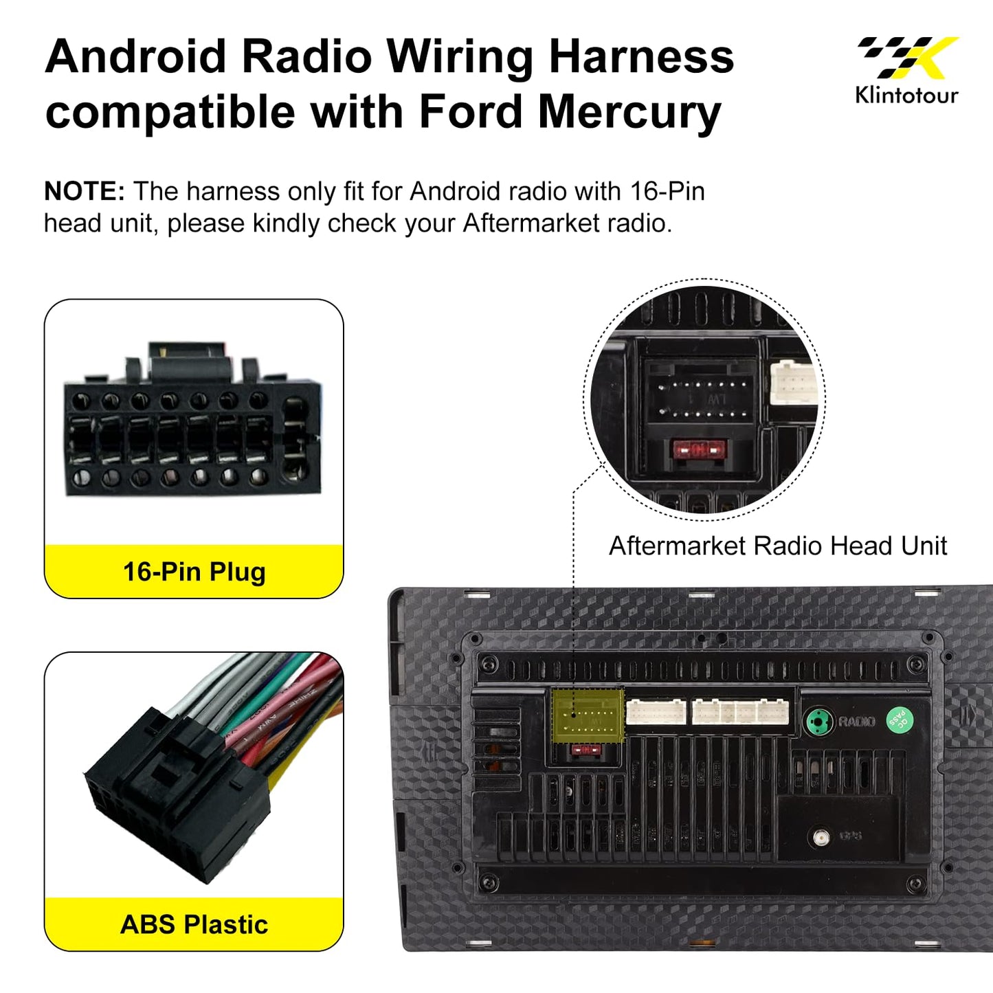 1986-2004/Mazda 1991-1997/Mercury 1986-2000, 16Pin E-150 E-250 Aftermarket Radio Wiring Adapter Compatible with Ford
