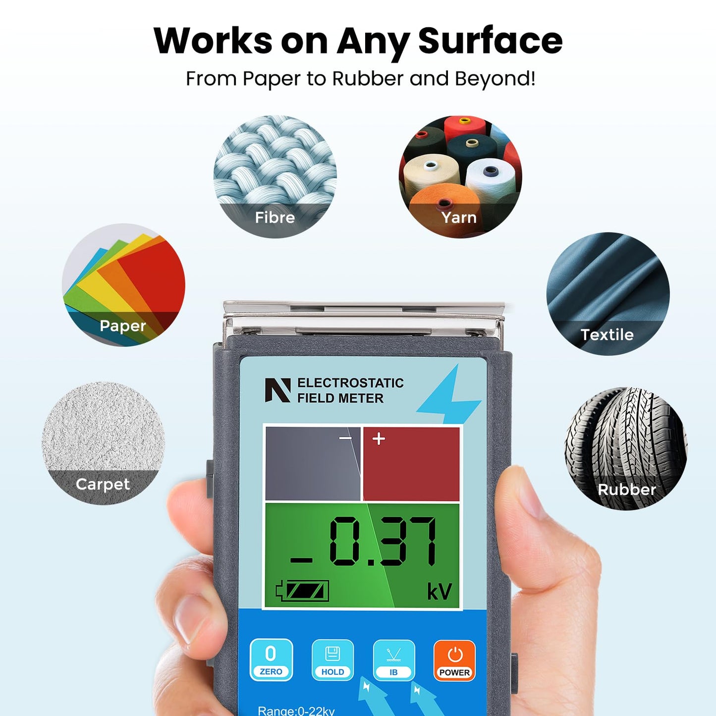 NEWTRY FMX-003 Static Meter 0~20KV Electrostatic Field Meter ESD Test Meter 0~200V Ion Balance Tester for Electronics & Manufacturing & Laboratory