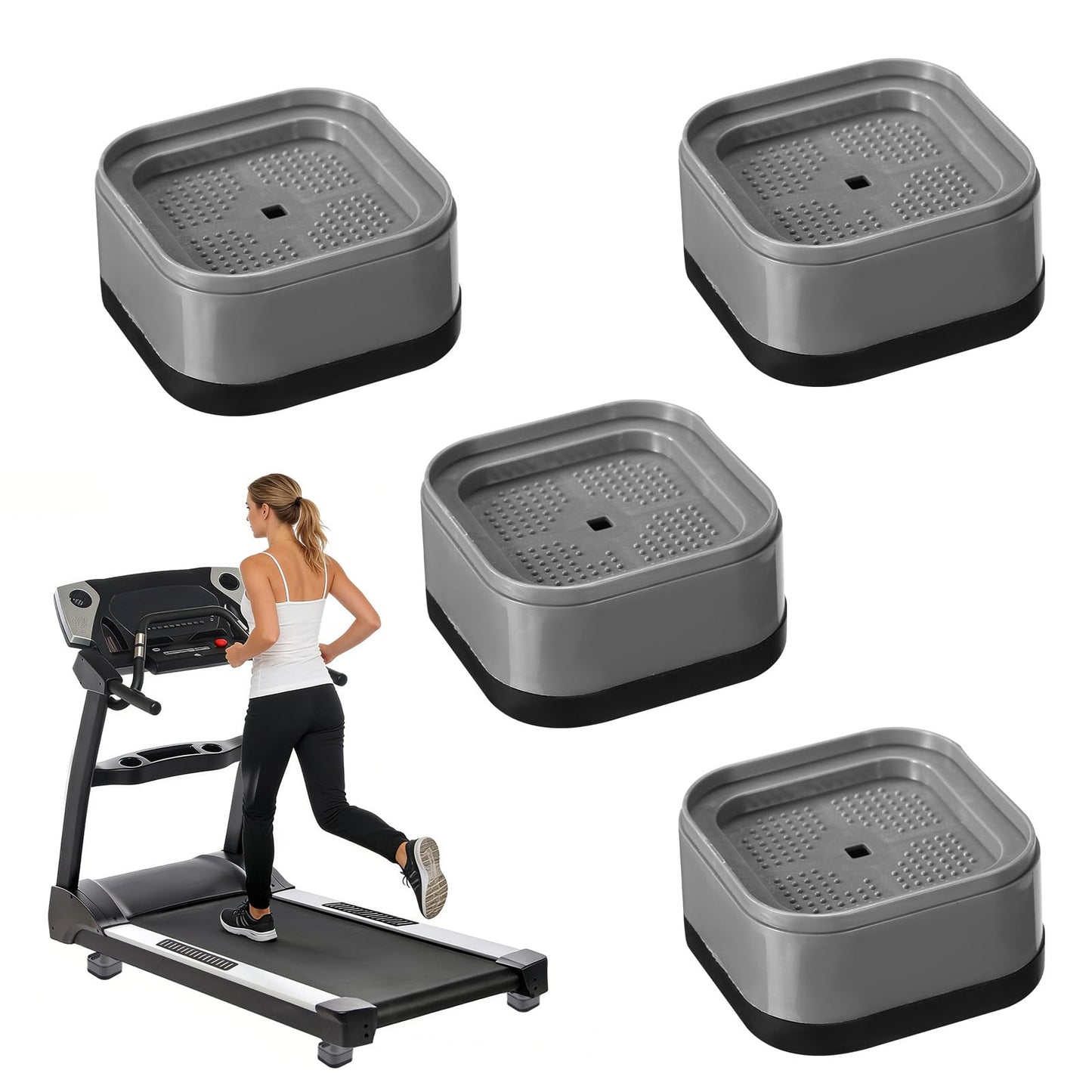 Penitue 4pcs Treadmill Incline Riser Blocks, Stackable Height Adjustable Incline Blocks Non-Slip Upgrade Ramp for Home Gym Leveling & Uphill Workout Treadmill Accessories(Grey)